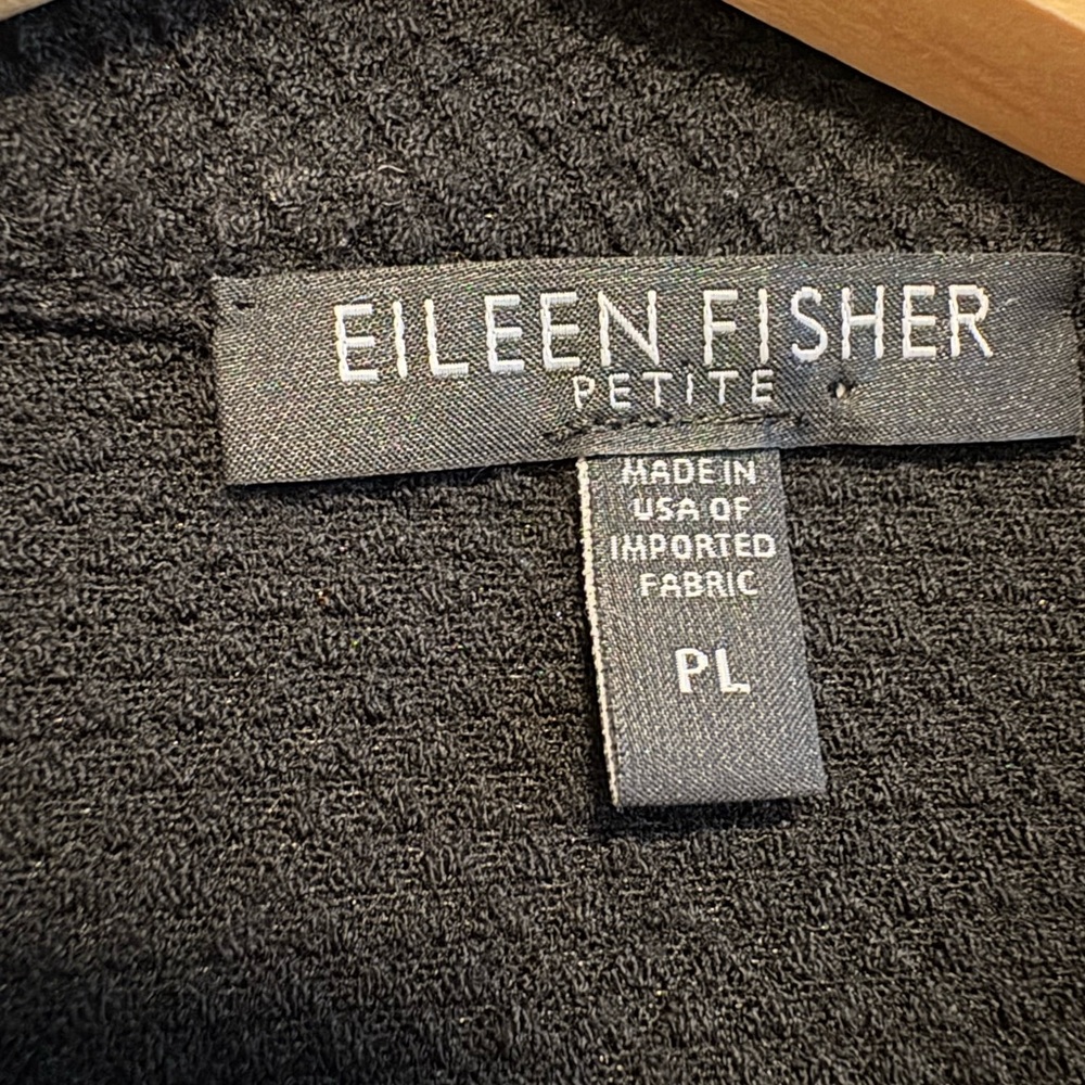 Eileen Fisher Textured Black Moto Jacket | Size Large Petite - Picture 4 of 9